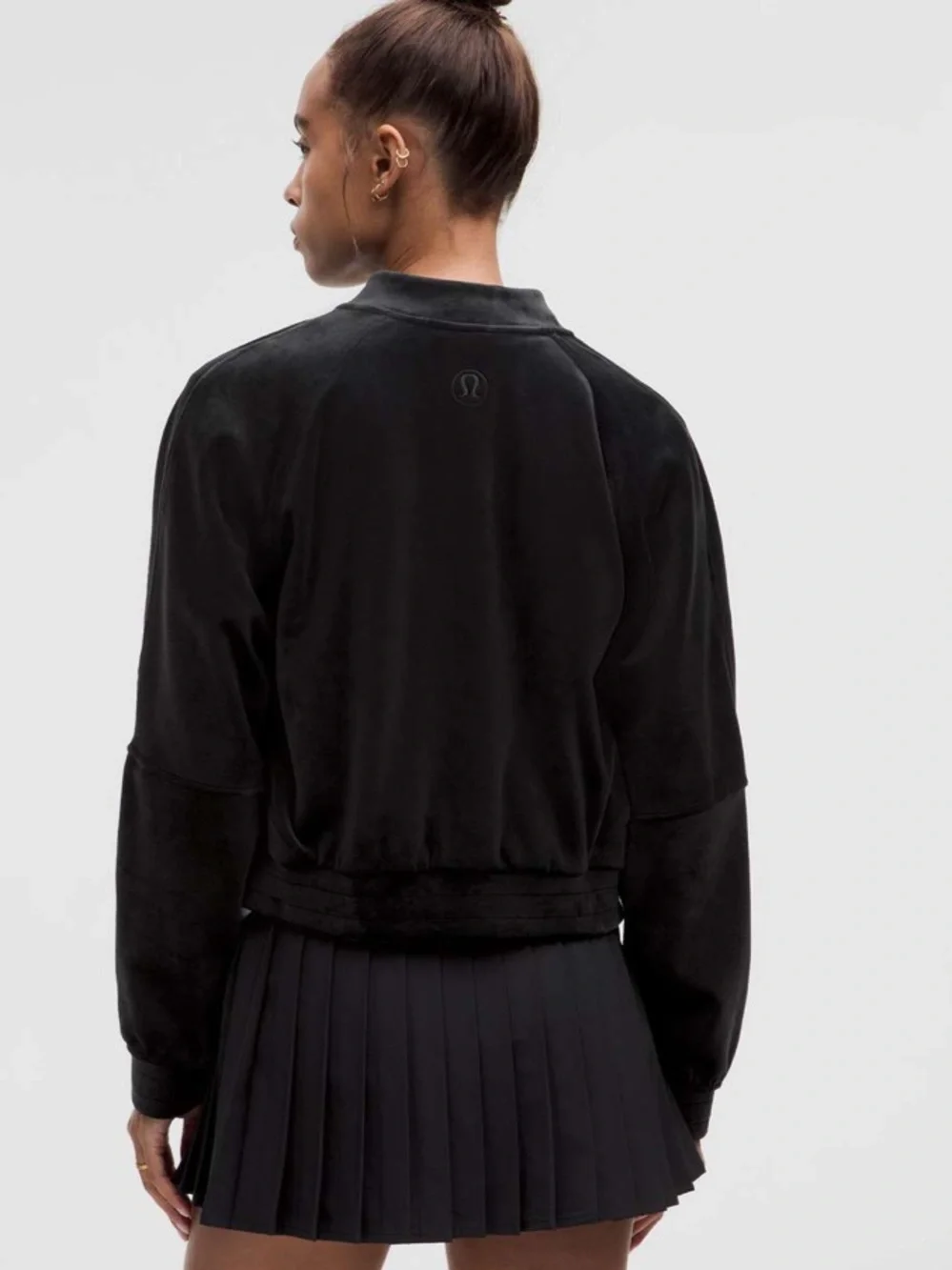 lululemon🍋 Black Velvet Scuba Varsity Jacket Size Medium NWT “Softtttt🖤”